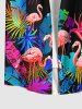 Hawaii Plus Size Turn-down Collar Flamingo Coconut Tree Leaf Print Button Pocket Shirt For Men -  