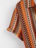 Men's Zig Zag Jacquard Openwork Knit Button Up Short Sleeves Shirt -  