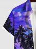 Hawaii Men's Coconut Tree Cloud Sea Print Buttons Pocket Shirt -  