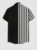 Men's Two Tone Stripes Print Buttons Pocket Shirt -  