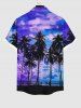 Hawaii Men's Coconut Tree Cloud Sea Print Buttons Pocket Shirt -  