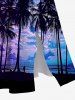 Robe Hawaii Fendue Arbre de Noix de Coco et Océan Imprimés avec Poche de Grande Taille - Multi-A 4X