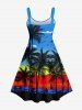 Hawaii Plus Size Coconut Tree Cloud Sea Colorblock Print Tank Dress -  