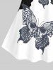 Plus Size 3D Lace Skull Butterfly Rose Flower Print Tank Top -  