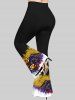 Pantalon Évasé Peinture Imprimé Rose Grande Taille - Noir 3X