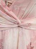 Plus Size Flutter Sleeves Ombre Floral Mesh Print Twist Ruffles Daisy Ruched Layered High Low Asymmetric 2 in 1 A Line Dress -  