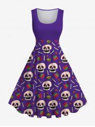 Robe Grande Taille Merry Christmas Champignon Imprimé Ligne et Corset - Pourpre  6X