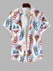 Bikinis Fireworks Ice Cream Print Crisscross Dress and Button Pocket Shirt Plus Size Matching Hawaii Beach Outfit for Couples -  