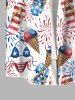 Bikinis Fireworks Ice Cream Print Crisscross Dress and Button Pocket Shirt Plus Size Matching Hawaii Beach Outfit for Couples -  