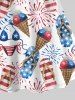 Bikinis Fireworks Ice Cream Print Crisscross Dress and Button Pocket Shirt Plus Size Matching Hawaii Beach Outfit for Couples -  
