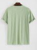 Ensemble de T-shirt de Base Court Décontracté Côtelé Texturé en Couleur Unie à Manches Courtes avec Cordon - Vert clair XXL