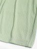 Ensemble de T-shirt de Base Court Décontracté Côtelé Texturé en Couleur Unie à Manches Courtes avec Cordon - Vert clair XXL