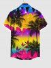 Hawaii Plus Size Coconut Tree Butterfly Paint Drop Glitter Sparkling Ombre Galaxy Aurora Print Button Pocket Shirt For Men -  