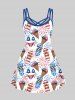 Hawaii Plus Size Bikinis Fireworks Ice Cream Print Crisscross A Line Cami Dress -  