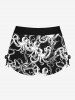 Plus Size X-Ray Octopus Print Twist Halter Backless Cinched Boyshort Tankini Swimsuit -  