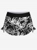 Plus Size X-Ray Octopus Print Twist Halter Backless Cinched Boyshort Tankini Swimsuit -  