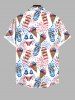 Hawaii Plus Size Turn-down Collar Bikini Fireworks Ice Cream Print Button Pocket Shirt For Men -  