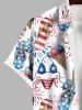 Hawaii Plus Size Turn-down Collar Bikini Fireworks Ice Cream Print Button Pocket Shirt For Men -  