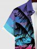 Chemise Homme Grande Taille Imprimée Cocotier Contrastant avec Poche à Boutons - Multi-A 4XL
