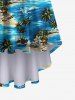 Hawaii Plus Size Sea Waves Flowers Coconut Tree Boat Print High Low Cami Dress -  