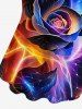 Plus Size Rose Flower Lightning Glitter 3D Print T-shirt -  