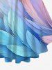 T-shirt Croisé Ombré Plume Imprimée à Manches Evasées de Grande Taille - Multi-A 4X