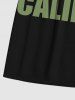 Men's California Letters Colorblock Print Pocket Beach Shorts -  