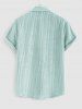Men's Solid Color Corduroy Button Up Short Sleeves Shirt -  