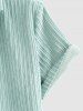 Men's Solid Color Corduroy Button Up Short Sleeves Shirt -  