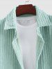 Men's Solid Color Corduroy Button Up Short Sleeves Shirt -  