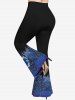 Pantalon Evasé 3D Cœur Brillant Imprimé de Grande Taille à Paillettes - Noir 3X