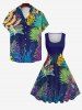 Plus Size Vintage Seaweed Waterweed Chameleon Leopard Underwater World Printed Hawaii Sea Creatures 1950s Dress -  