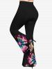 Pantalon Evasé Teinté Imprimé de Grande Taille - Noir L