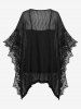 Plus Size Ruched Lace Trim Cami Top and Tassel Jacquard Crepe Butterfly Sleeves Blouse -  