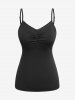 Plus Size Ruched Lace Trim Cami Top and Tassel Jacquard Crepe Butterfly Sleeves Blouse -  