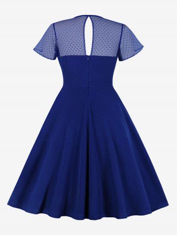 Robe Vintage Jointif en Maille de Grande Taille a Pois avec Poche