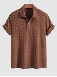 Men's Jacquard Textured Polo Collar Half Buttoned Solid Color Short Sleeves T-shirt -  