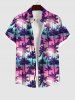 Halter Coconut Tree Ombre Print Cinched Boyleg Tankini Swimsuit and Button Pocket Shirt Plus Size Matching Hawaii Beach Outfit for Couples -  