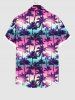 Halter Coconut Tree Ombre Print Cinched Boyleg Tankini Swimsuit and Button Pocket Shirt Plus Size Matching Hawaii Beach Outfit for Couples -  