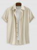 Men's Matching Two Piece Co Ord Button Up Corduroy Short Sleeves Shirt and Drawstring Casual Shorts Set -  