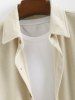 Men's Matching Two Piece Co Ord Button Up Corduroy Short Sleeves Shirt and Drawstring Casual Shorts Set -  