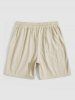 Men's Matching Two Piece Co Ord Button Up Corduroy Short Sleeves Shirt and Drawstring Casual Shorts Set -  