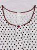 Robe Vintage Trapèze Zippée à Pois Imprimé Grande Taille - Blanc 2XL