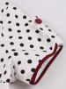 Robe Vintage Trapèze Zippée à Pois Imprimé Grande Taille - Blanc 2XL