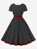 Plus Size Polka Dots Print Zipper 1950s Vintage Swing Dress -  
