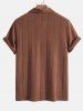 Men's Jacquard Textured Polo Collar Half Buttoned Solid Color Short Sleeves T-shirt -  
