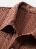 Men's Jacquard Textured Polo Collar Half Buttoned Solid Color Short Sleeves T-shirt -  