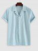 Men's Matching Two Piece Co Ord Camp Collar Button Up Geometric Corduroy Short Sleeves Shirt and Drawstring Casual Shorts Set -  