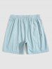 Men's Matching Two Piece Co Ord Camp Collar Button Up Geometric Corduroy Short Sleeves Shirt and Drawstring Casual Shorts Set -  