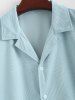 Men's Matching Two Piece Co Ord Camp Collar Button Up Geometric Corduroy Short Sleeves Shirt and Drawstring Casual Shorts Set -  